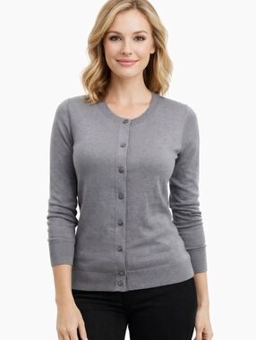 Banana Republic Gray Cardigan Sweater Women’s Medium Button Front Layering Basic